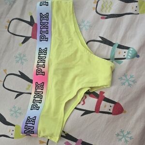 Yellow PINK Logo Hipster Panties